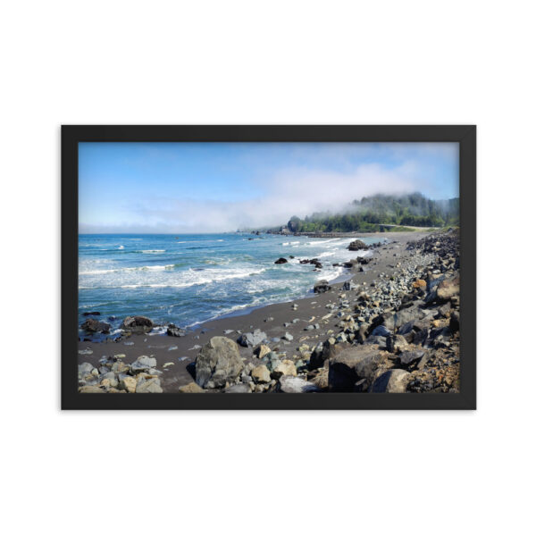 Redwoods Coastal Fog enhanced matte paper framed poster (in) black 12x18 transparent 654af7978626f