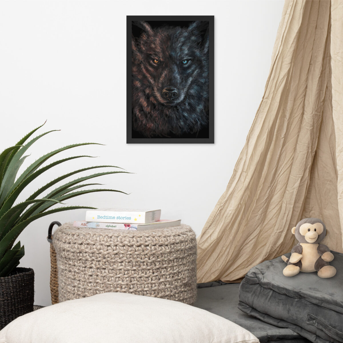 A Wolf of Fire and Ice enhanced matte paper framed poster (in) black 12x18 front 68b8d5a868b36
