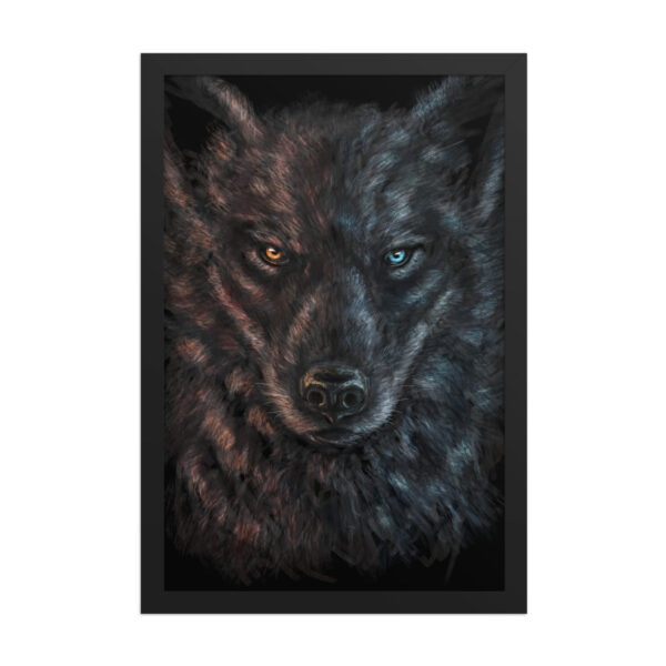 A Wolf of Fire and Ice enhanced matte paper framed poster (in) black 12x18 front 68b8d5a869681