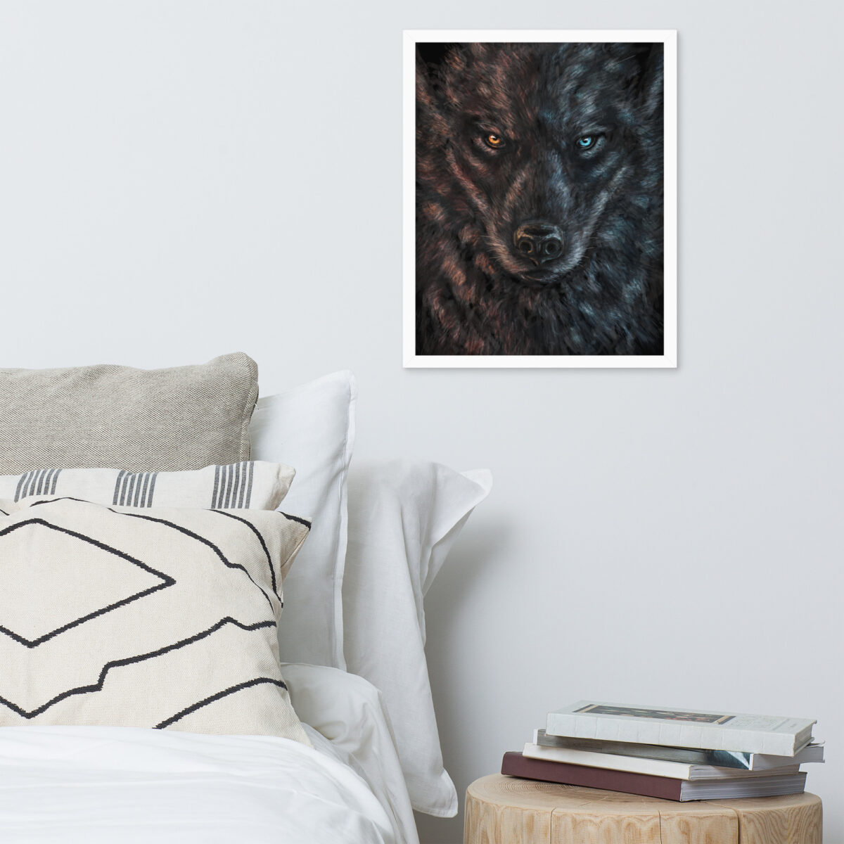 A Wolf of Fire and Ice enhanced matte paper framed poster (in) white 16x20 front 68b8d5a86889b